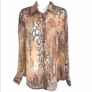NWT Snakeskin Spice Semi Sheer Shirt, Size M